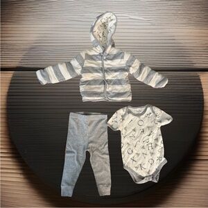 Burt’s Bees Baby 6–9M Organic Cotton 3-Piece Set Jacket Bodysuit & Pants